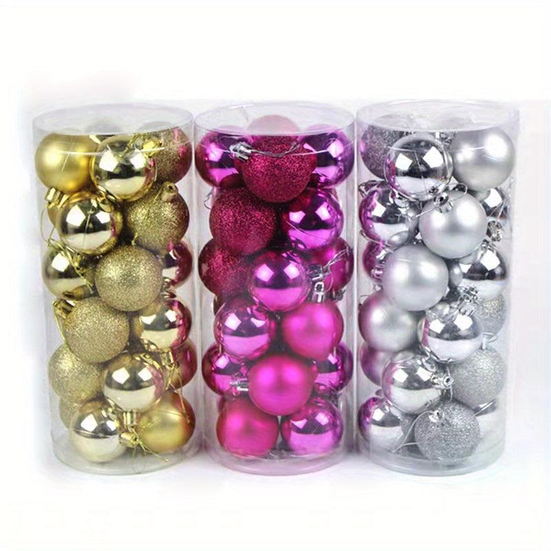 24pcs Christmas Balls Decoration Set Plastic Electroplated Balls