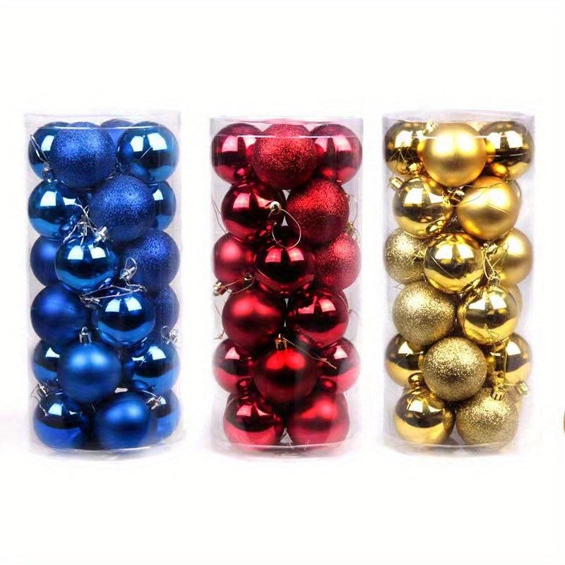 24pcs Christmas Balls Decoration Set Plastic Electroplated Balls