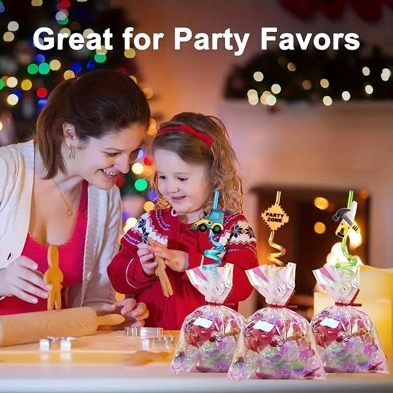 4pcs Reusable Excavator Plastic Straws Construction Theme Party Favors