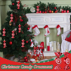 6pcs Glitter Candy Ornaments Hanging Candy Cane Ornaments For Christmas Tree