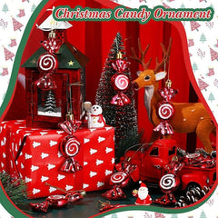 6pcs Glitter Candy Ornaments Hanging Candy Cane Ornaments For Christmas Tree