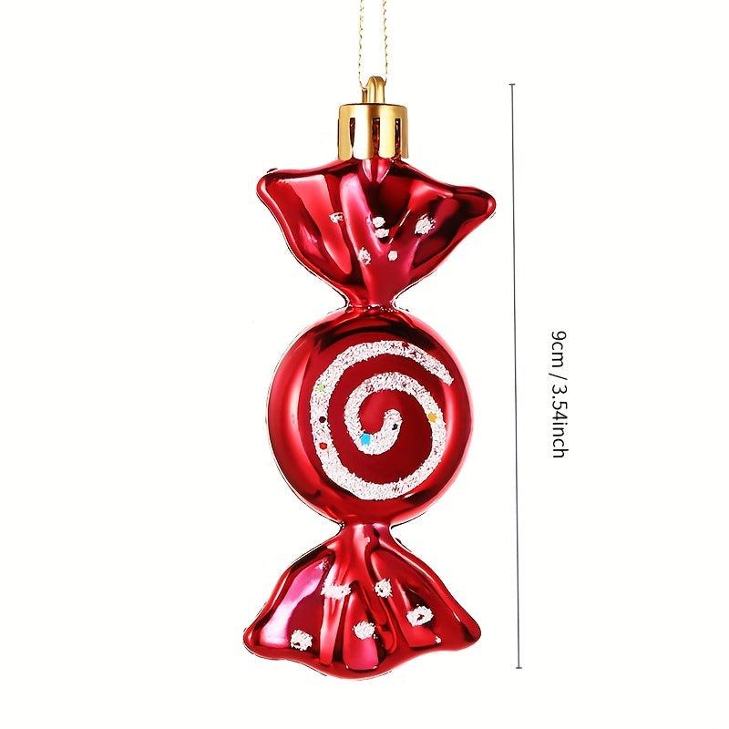 6pcs Glitter Candy Ornaments Hanging Candy Cane Ornaments For Christmas Tree