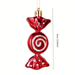 6pcs Glitter Candy Ornaments Hanging Candy Cane Ornaments For Christmas Tree