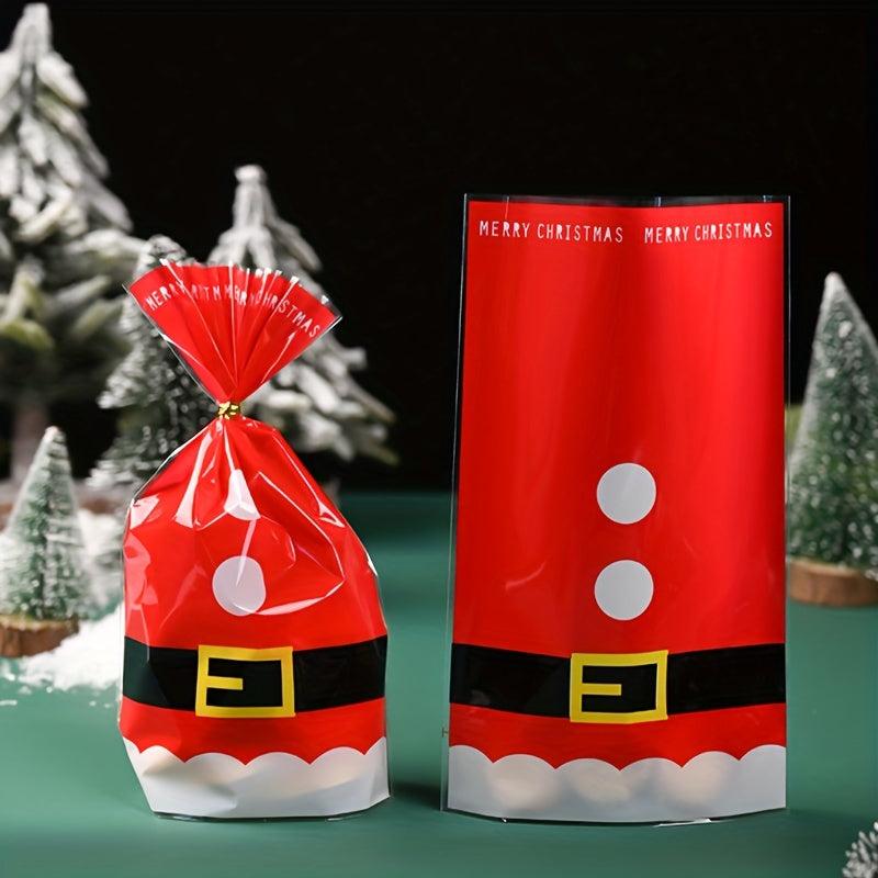 20pcs Christmas Red Candy Bag Gift Bag Funny Pattern Holiday Treat Bag