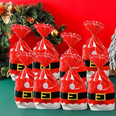20pcs Christmas Red Candy Bag Gift Bag Funny Pattern Holiday Treat Bag