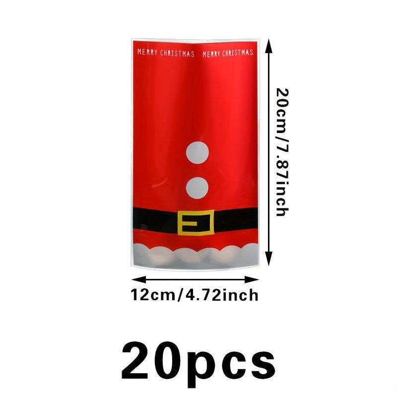 20pcs Christmas Red Candy Bag Gift Bag Funny Pattern Holiday Treat Bag
