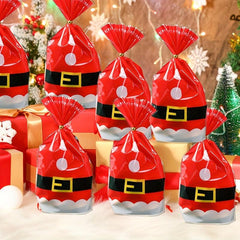 20pcs Christmas Red Candy Bag Gift Bag Funny Pattern Holiday Treat Bag