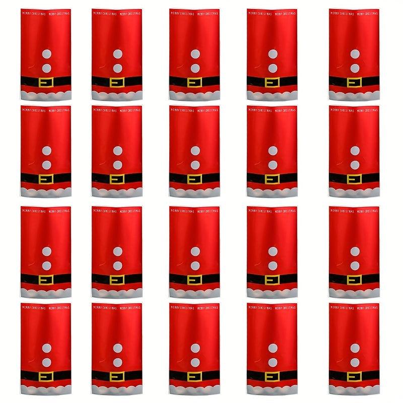 20pcs Christmas Red Candy Bag Gift Bag Funny Pattern Holiday Treat Bag