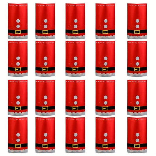 20pcs Christmas Red Candy Bag Gift Bag Funny Pattern Holiday Treat Bag