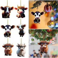 Cow Christmas & Year Pendant Decorations - Tree Ornament & Party Supplies