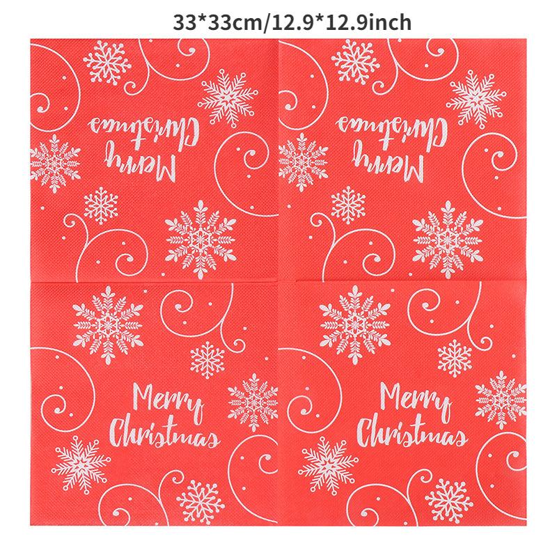 20pcs Christmas Red Snowflake Printed Napkins Holiday Party Supplies