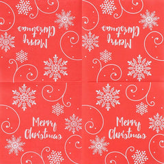 20pcs Christmas Red Snowflake Printed Napkins Holiday Party Supplies