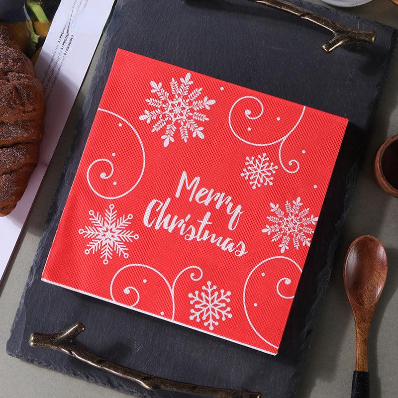 20pcs Christmas Red Snowflake Printed Napkins Holiday Party Supplies