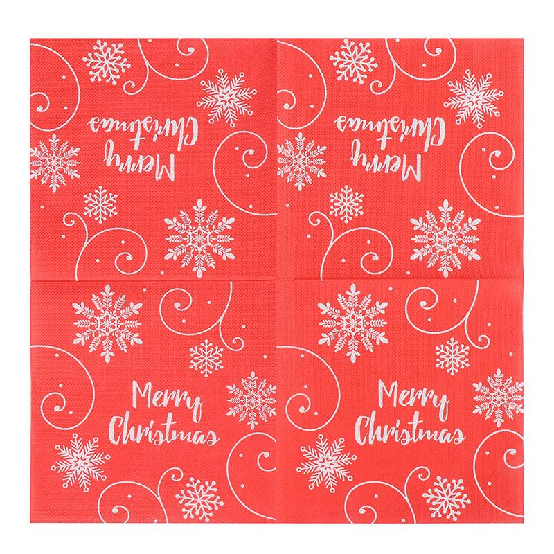 20pcs Christmas Red Snowflake Printed Napkins Holiday Party Supplies