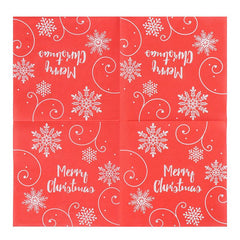 20pcs Christmas Red Snowflake Printed Napkins Holiday Party Supplies