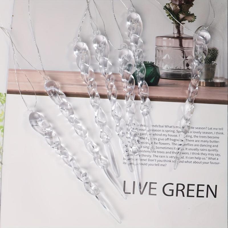 12pcs Christmas Ice Strip Pendants Threaded Decorations 13cm Home Gift
