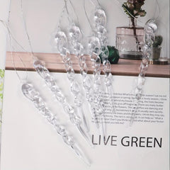 12pcs Christmas Ice Strip Pendants Threaded Decorations 13cm Home Gift
