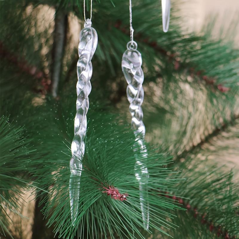 12pcs Christmas Ice Strip Pendants Threaded Decorations 13cm Home Gift