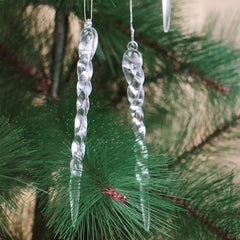 12pcs Christmas Ice Strip Pendants Threaded Decorations 13cm Home Gift