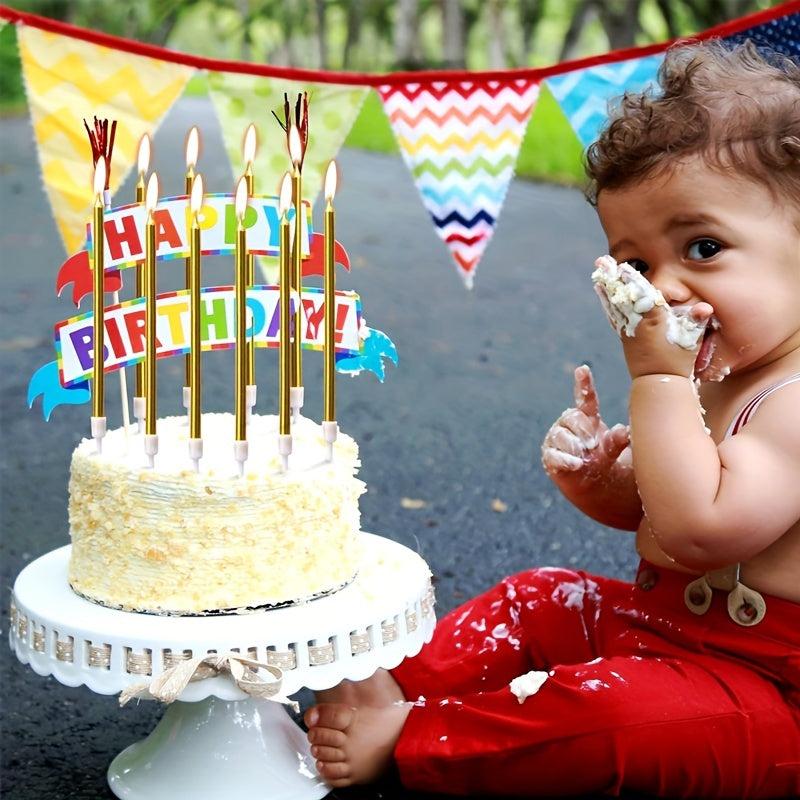 Metal Golden Happy Birthday Candle Holder 24pcs