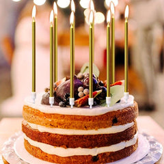 Metal Golden Happy Birthday Candle Holder 24pcs