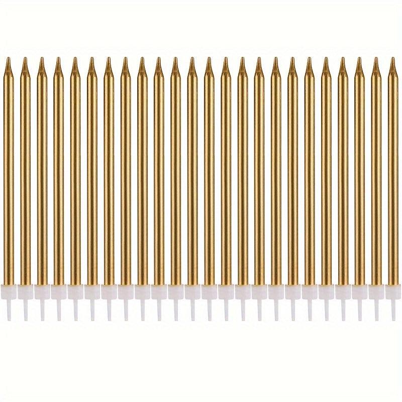 Metal Golden Happy Birthday Candle Holder 24pcs