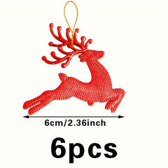 6pcs Red Reindeer Christmas Tree Hanging Decoration Supplies