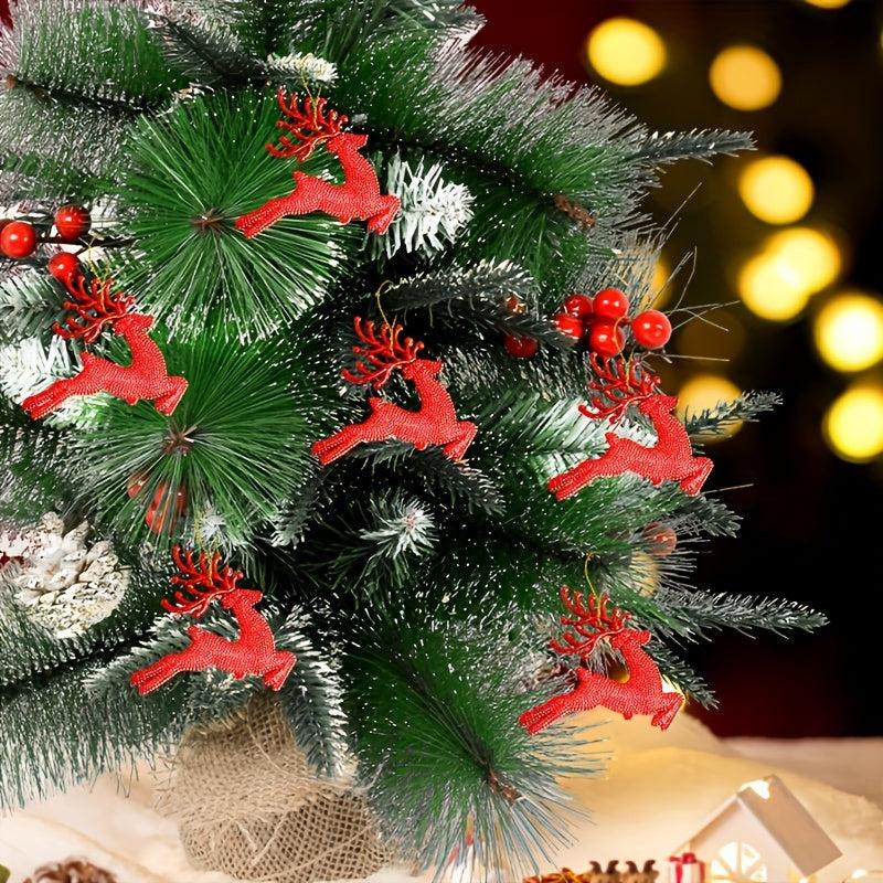 6pcs Red Reindeer Christmas Tree Hanging Decoration Supplies