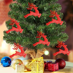 6pcs Red Reindeer Christmas Tree Hanging Decoration Supplies