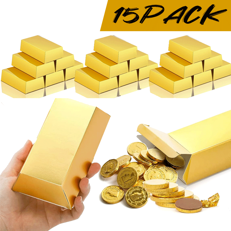 15pcs Large Brick Gift Boxes Christmas Golden Bar Boxes