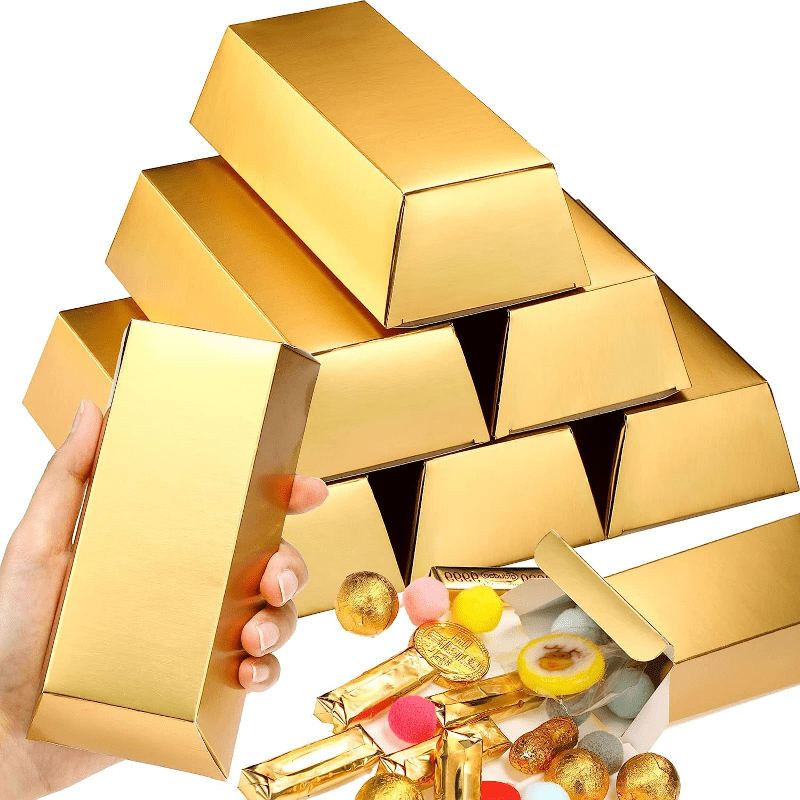 15pcs Large Brick Gift Boxes Christmas Golden Bar Boxes