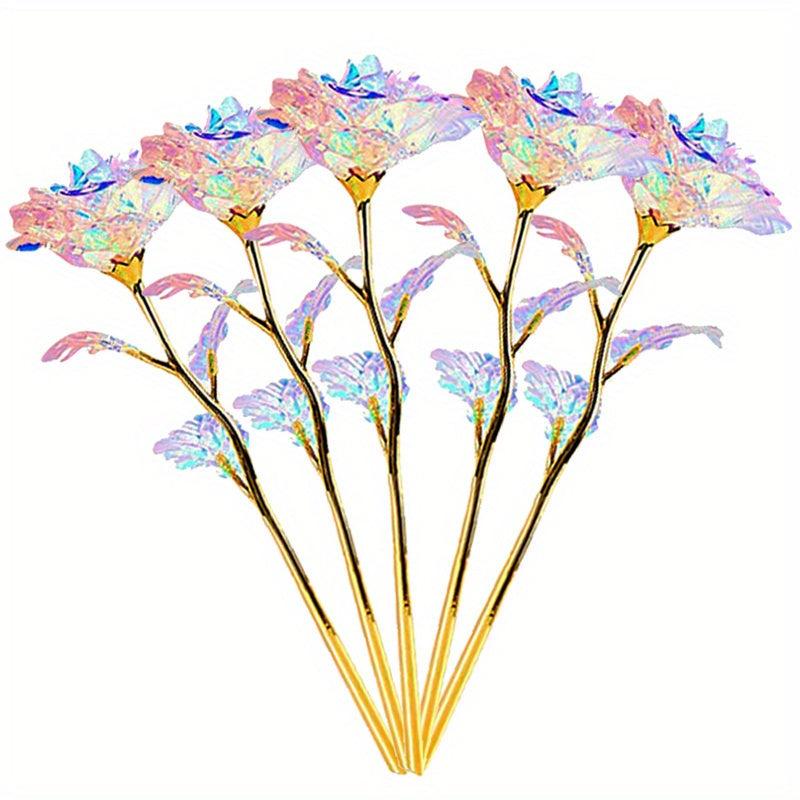 10pcs Rose Golden Crystal Artificial Rose Flower Christmas Wedding Gift