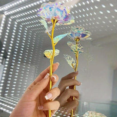10pcs Rose Golden Crystal Artificial Rose Flower Christmas Wedding Gift