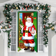 Christmas Man And Puppy Door Curtain Flag Outdoor Photo Props