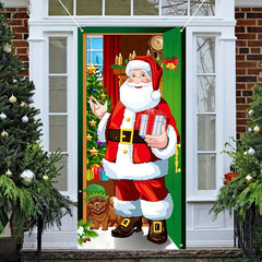 Christmas Man And Puppy Door Curtain Flag Outdoor Photo Props