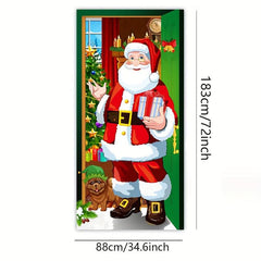 Christmas Man And Puppy Door Curtain Flag Outdoor Photo Props