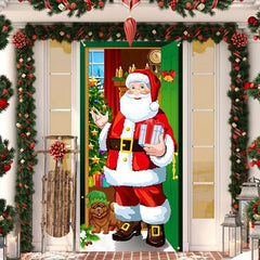 Christmas Man And Puppy Door Curtain Flag Outdoor Photo Props