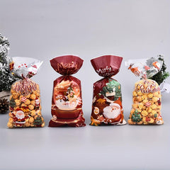 50pcs Christmas Candy Bags Cellophane Cookie Treat Bags With Twist Ties