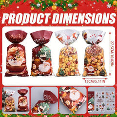 50pcs Christmas Candy Bags Cellophane Cookie Treat Bags With Twist Ties