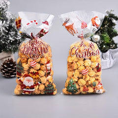 50pcs Christmas Candy Bags Cellophane Cookie Treat Bags With Twist Ties