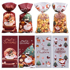 50pcs Christmas Candy Bags Cellophane Cookie Treat Bags With Twist Ties