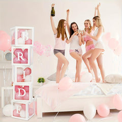 5pcs Transparent Balloon Boxes with Letters for Party Decorations
