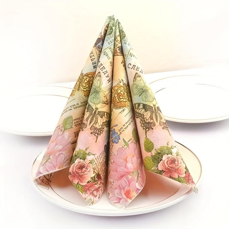 20pcs Colorful Floral Napkins for Mother's Celebrations