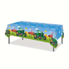 Tractor Car Theme Tablecloth Party Set for 8 People