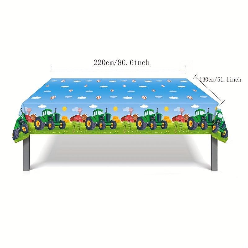 Tractor Car Theme Tablecloth Party Set for 8 People