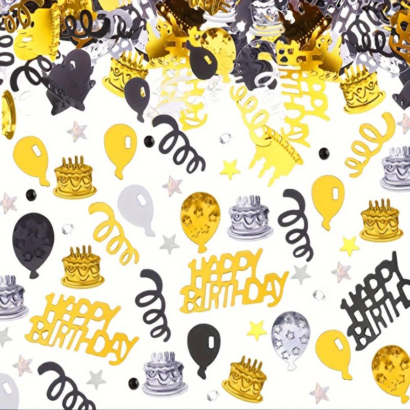 Golden Silvery Balloon Wine Glass Birthday Sprinkle Confetti