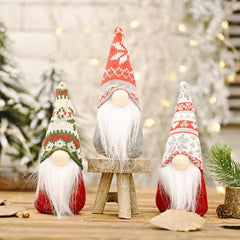Christmas Gnome Ornament Standing Mini Santa Long Beard