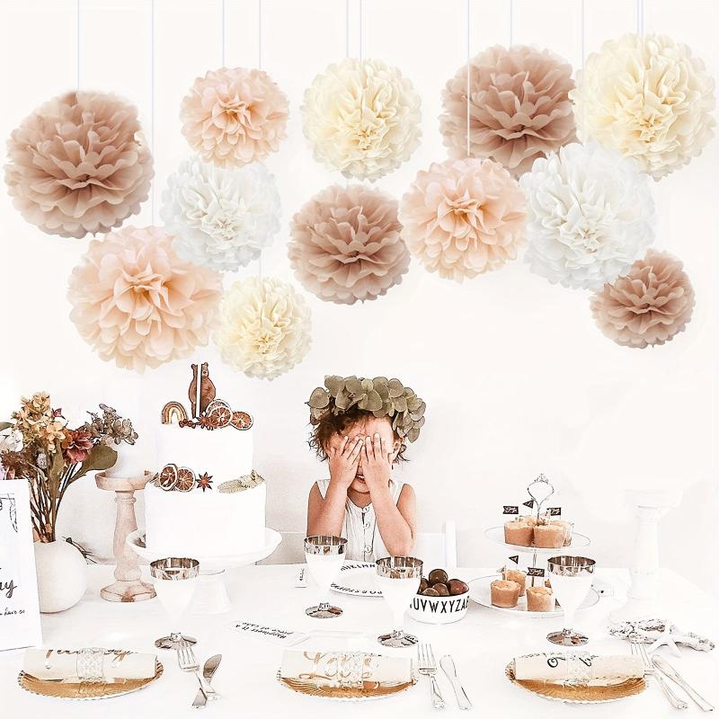 12 Champagne Tissue Paper Poms Creamy Paper Flowers For Celebrations