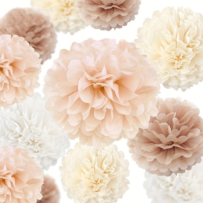 12 Champagne Tissue Paper Poms Creamy Paper Flowers For Celebrations
