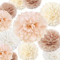 12 Champagne Tissue Paper Poms Creamy Paper Flowers For Celebrations